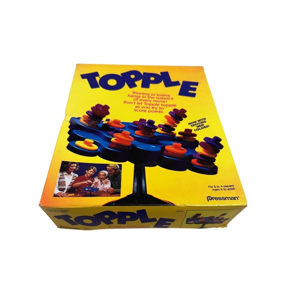 Vintage Topple Board Game Pressman 1990s Family Game